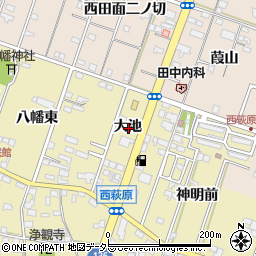 愛知県一宮市西萩原大池周辺の地図