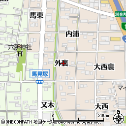 愛知県一宮市浅野外裏周辺の地図