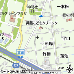 愛知県一宮市冨田所塚2周辺の地図