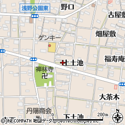 愛知県一宮市浅野土池周辺の地図