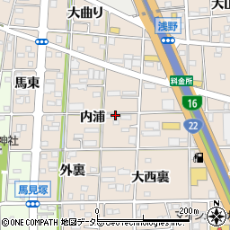 愛知県一宮市浅野（内浦）周辺の地図