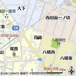 愛知県一宮市蓮池首池周辺の地図