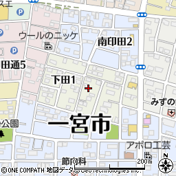 愛知県一宮市下田周辺の地図