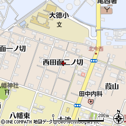 愛知県一宮市北今西田面二ノ切周辺の地図