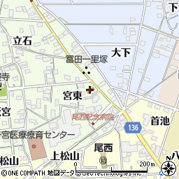 尾西冨田郵便局周辺の地図