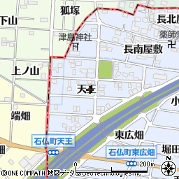 愛知県岩倉市石仏町天王周辺の地図