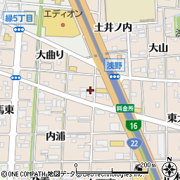 愛知県一宮市浅野大曲り101周辺の地図