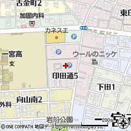 愛知県一宮市印田通周辺の地図