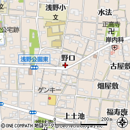 愛知県一宮市浅野野口周辺の地図