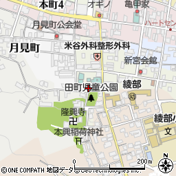 京都府綾部市田町（若宮下）周辺の地図