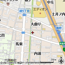 愛知県一宮市浅野大曲り69周辺の地図