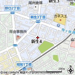 愛知県一宮市新生4丁目周辺の地図