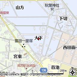 愛知県一宮市西五城大下周辺の地図