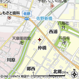 愛知県一宮市千秋町町屋（仲橋）周辺の地図