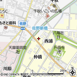愛知県一宮市千秋町町屋（西浦）周辺の地図