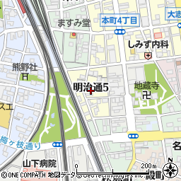 愛知県一宮市明治通周辺の地図
