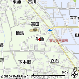 愛知県一宮市冨田（牛池）周辺の地図
