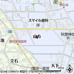 愛知県一宮市西五城山方周辺の地図