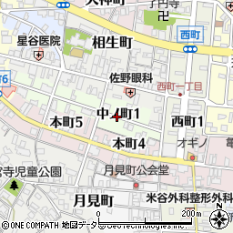 京都府綾部市中ノ町1丁目周辺の地図
