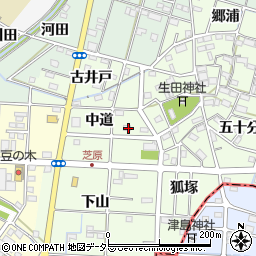 愛知県一宮市千秋町芝原中道周辺の地図