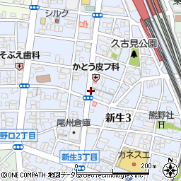 愛知県一宮市新生周辺の地図