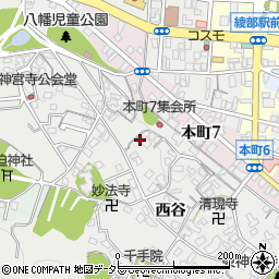 京都府綾部市神宮寺町渡り畔周辺の地図