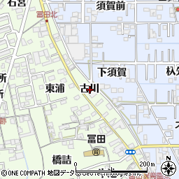 愛知県一宮市冨田古川周辺の地図
