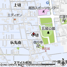 愛知県一宮市西五城中切15-1周辺の地図