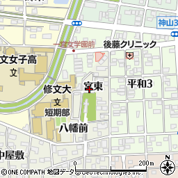 愛知県一宮市大和町毛受宮東周辺の地図