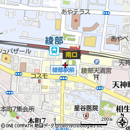 綾部駅前周辺の地図