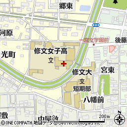 修文女子高等学校周辺の地図