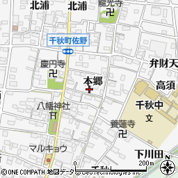 愛知県一宮市千秋町佐野本郷周辺の地図