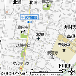 愛知県一宮市千秋町佐野（本郷）周辺の地図