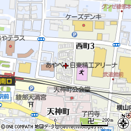 京都府綾部市西町（３丁目南大坪）周辺の地図