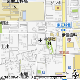 愛知県一宮市東五城南田尾33周辺の地図
