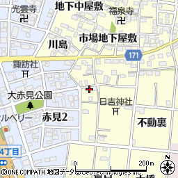 愛知県一宮市大赤見地内市場屋敷周辺の地図