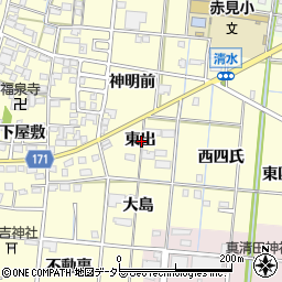 愛知県一宮市大赤見東出周辺の地図