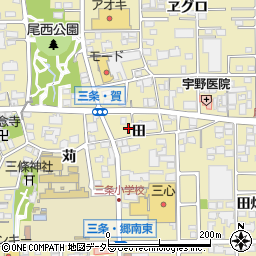 愛知県一宮市三条田周辺の地図