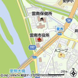雲南市役所　産業観光部商工振興課・産業振興センター周辺の地図