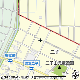 愛知県江南市曽本町二子周辺の地図
