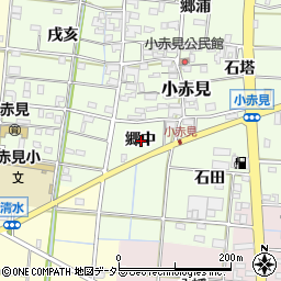 愛知県一宮市小赤見郷中周辺の地図