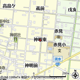 愛知県一宮市大赤見（神明東）周辺の地図