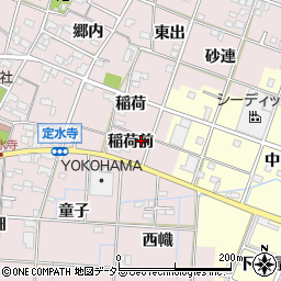 愛知県一宮市定水寺稲荷前周辺の地図