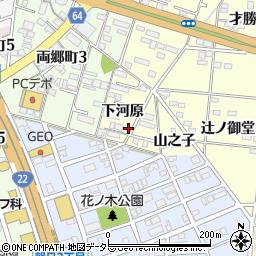 愛知県一宮市大赤見下河原周辺の地図