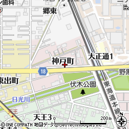 愛知県一宮市神戸町周辺の地図