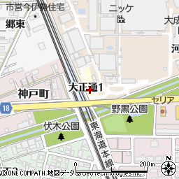 愛知県一宮市大正通周辺の地図