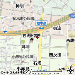 愛知県一宮市小赤見中島地周辺の地図