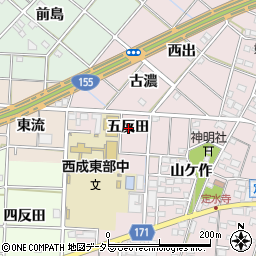 愛知県一宮市定水寺五反田周辺の地図