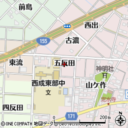 愛知県一宮市定水寺（五反田）周辺の地図