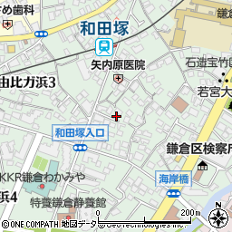 二神邸_由比ヶ浜akippa駐車場周辺の地図